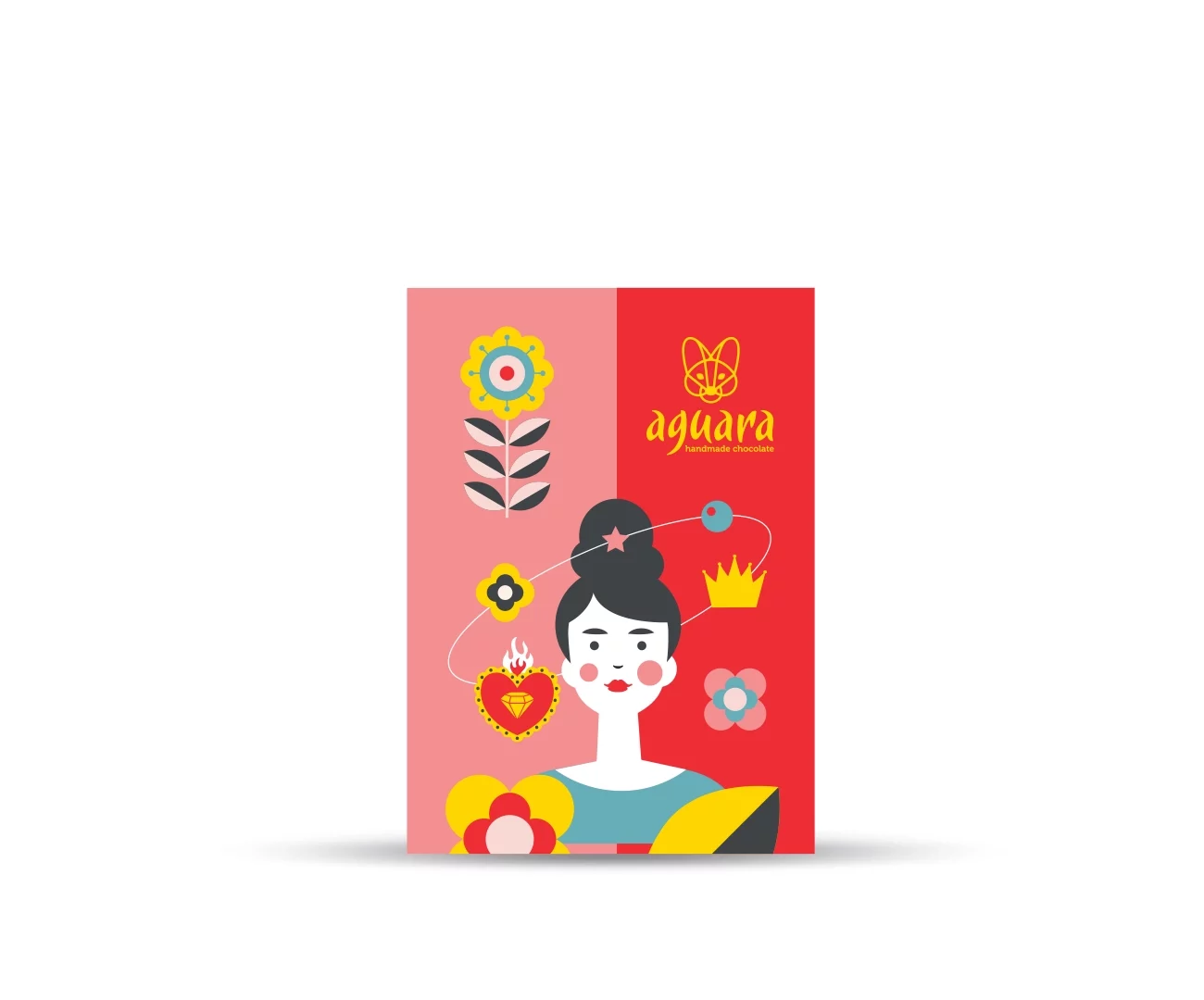 Poklon čestitka Dan žena na kojoj se nalazi žena inspirisana Fridom Kalo. Oko nje se nalazi stilizovano cveće, kruna i srce.