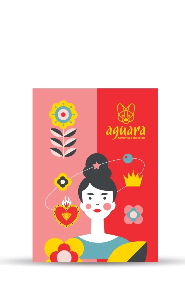 Poklon čestitka Dan žena na kojoj se nalazi žena inspirisana Fridom Kalo. Oko nje se nalazi stilizovano cveće, kruna i srce.