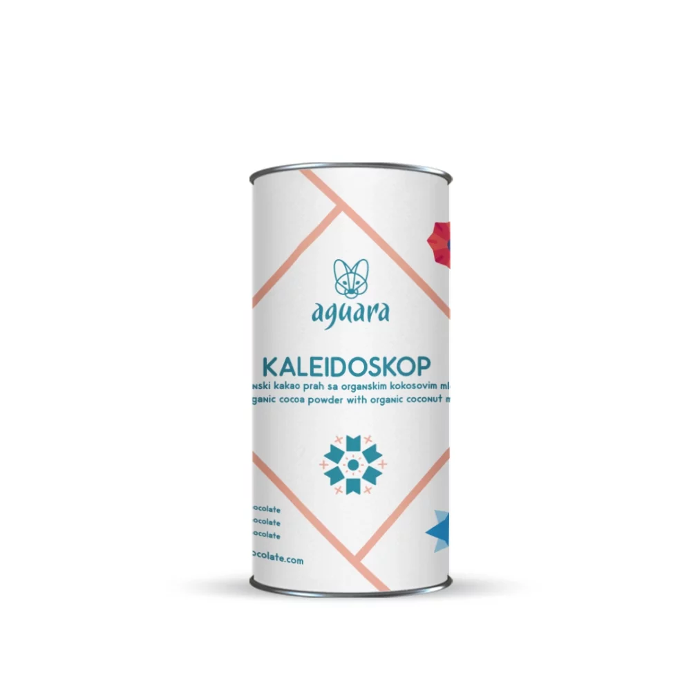 Aguara organski sirovi kakao prah sa organskim kokosovim šećerom „Kaleidoskop“ – jednostavan za pripremu toplog kakao napitka kod kuće ili u kancelariji, savršen poklon iz Beograda.
