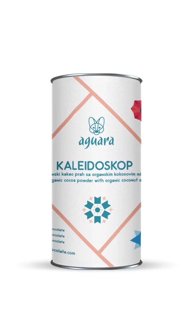 Aguara organski sirovi kakao prah sa organskim kokosovim šećerom „Kaleidoskop“ – jednostavan za pripremu toplog kakao napitka kod kuće ili u kancelariji, savršen poklon iz Beograda.