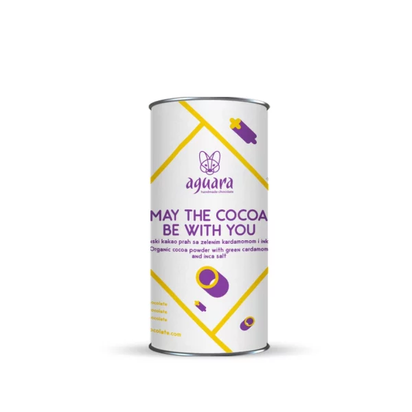 Aguara organski sirovi kakao prah “May the Cocoa Be With You” – bez šećera, sa kardamomom i Inka soli, za pripremu toplog kakao napitka. Jednostavan za pripremu kod kuće, u kancelariji ili na putovanju. Savršen poklon iz Beograda, Srbije.
