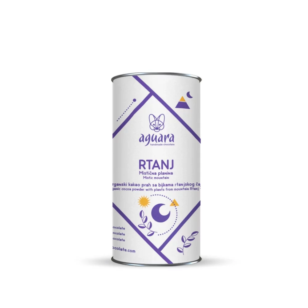 Aguara organski kakao prah “Rtanj” sa sušenim biljkama planine Rtanj, za pripremu toplog kakao napitka.