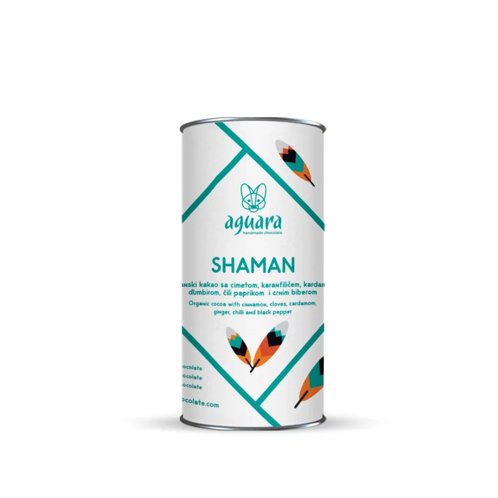 Aguara organski sirovi kakao prah “Shaman” sa cimetom, karanfilićem, kardamomom, đumbirom, čili paprikom i crnim biberom.
