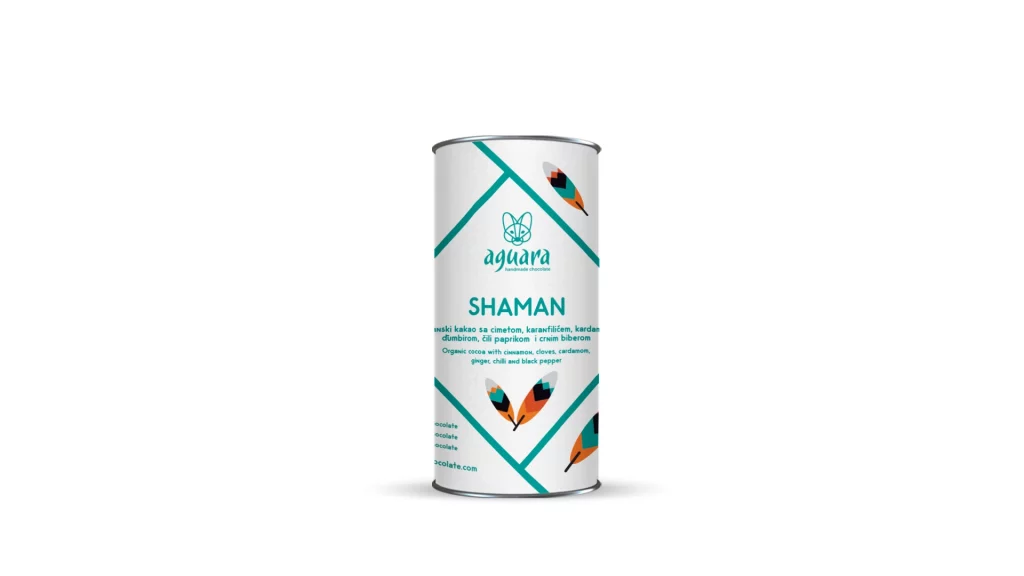 Aguara organski sirovi kakao prah “Shaman” sa cimetom, karanfilićem, kardamomom, đumbirom, čili paprikom i crnim biberom.