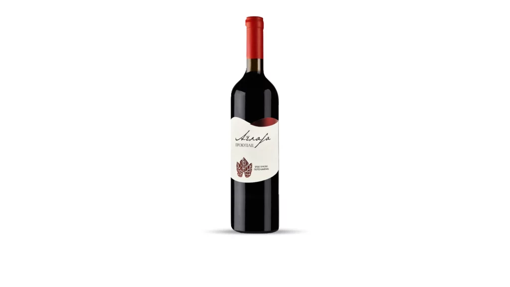 Flaša crvenog vina Prokupac vinarije Frunza Aglaja. Ovo je prvo čisto sortno vino od prokupca koje nam dolazi iz Negotinske krajine.